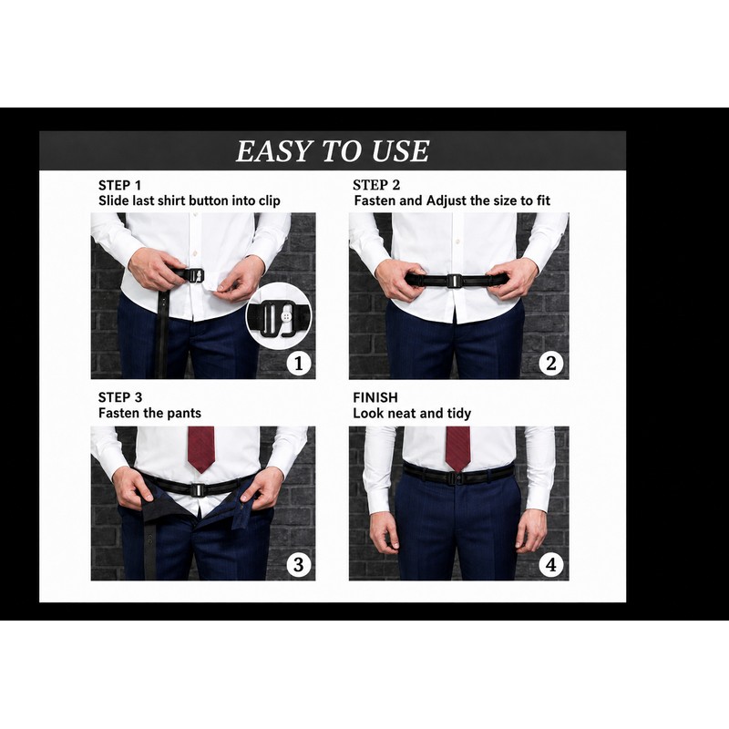 Adjustable Shirt Stay Belt for Men & Women, Non-Slip Elastic