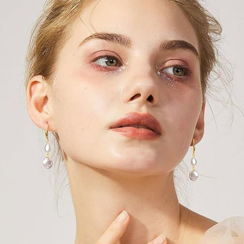 TTPSRY Ohrringe für Frauen Mode 14k Perlen Ohrringe 925 Sterling