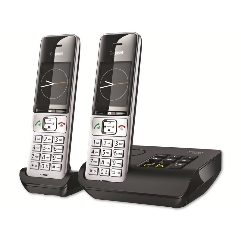 Gigaset Comfort 500A Duo Analogue Telephone, Silver/Black, 2 Handsets