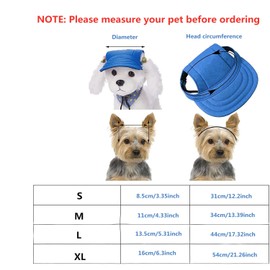 Voarge Dog Baseball Cap, Sun Hat Canvas Visor Cap with Ear Holes for small Medium and Large Dogs in Outdoor Sun Protection, Red, M