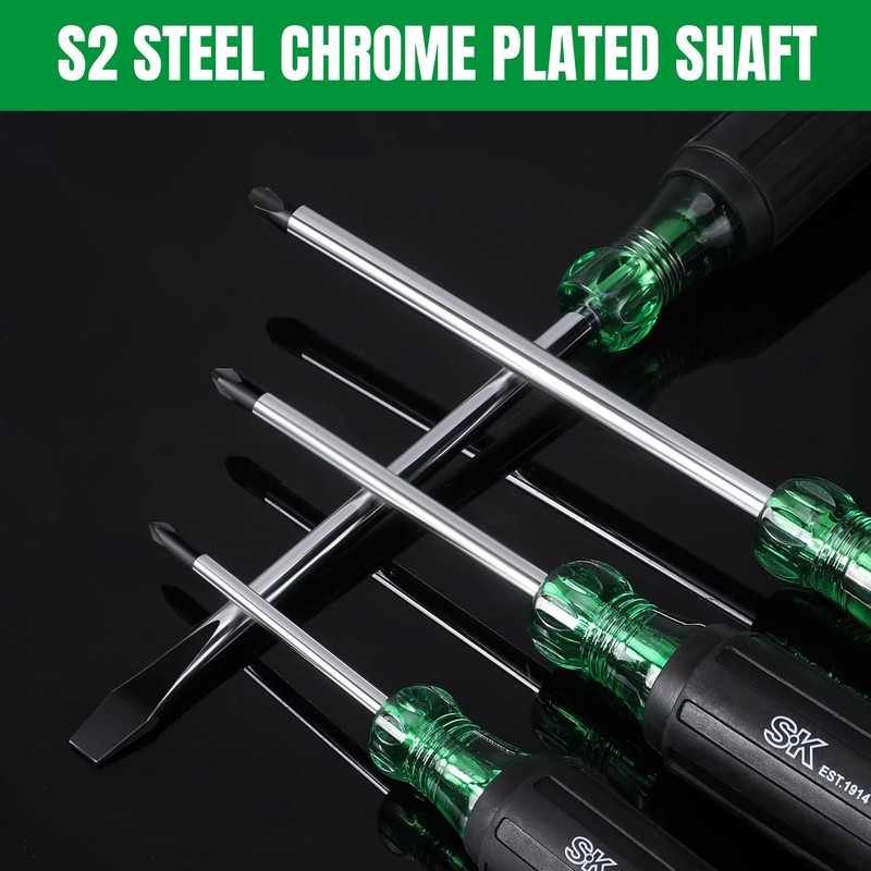 SK 6-Piece Acetate Screwdriver Set, S2 Steel, 3 Slotted &