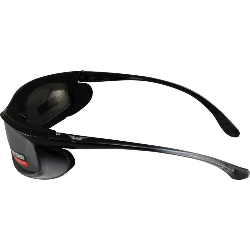 Global Vision Shadow Motorcycle Riding Sunglasses Two-Tone Black and Silver