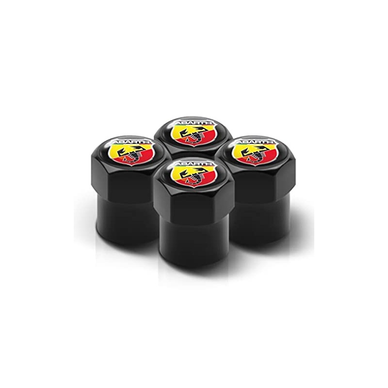Black Dust Valve Cap with Ultra Gloss Black Abarth Logo.