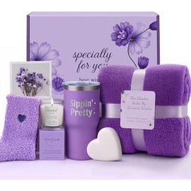 Mother's Day Gifts for Mom, Women, Sister, Her - Spa Gift Basket: Birthday, Christmas, Thanksgiving, Galentines, Valentine's Day, Get Well | Self-Care Set with Cozy Blanket, Scented Candle, Tumbler
