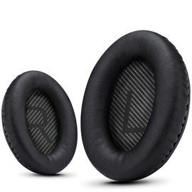 Krone Kalpasmos -Ohrpolster für Bose Kopfhörer, kompatibel mit Bose QuietComfort 35 II / QC35 / QC25 / QC2 / QC15 / Ae2 / Ae2i / Ae2w / SoundTrue & SoundLink (Over-Ear) Schwarz/Schwarz