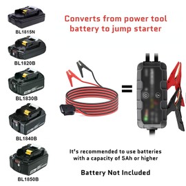 Beleeb Jumper Cables with Adapter for Makita 18V Batteries, 8AWG 4.26FT Jump Starter Auto Booster Cable for Jump Starting Car Using Tool Battery