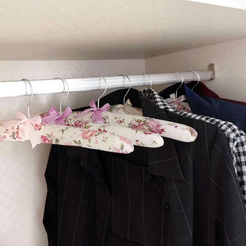 Padded Hangers for Women Clothing,5PCS Clothes Hangers Printed Bow Padded