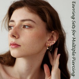 FIRSAUKI Earring Sets for Multiple Piercing Cartilage Stud Earrings Set for Women Hypoallergenic Dainty Gold Earrings 14K Gold Plated Earring Stack Small Huggie Hoop Earrings Trendy Earring Gift for Her C