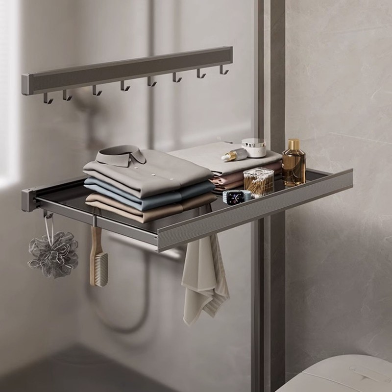 Balcony Clothes Drying Rack Wall Mounted with Mesh Surface Collapsible