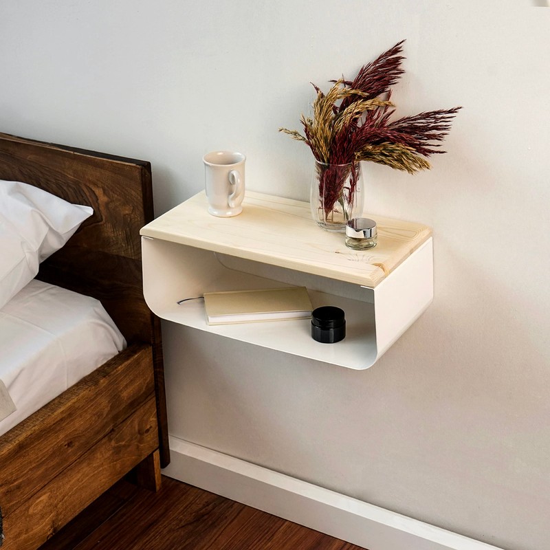Floating Nightstand with Spruce Top | Modern Bedroom Decor |