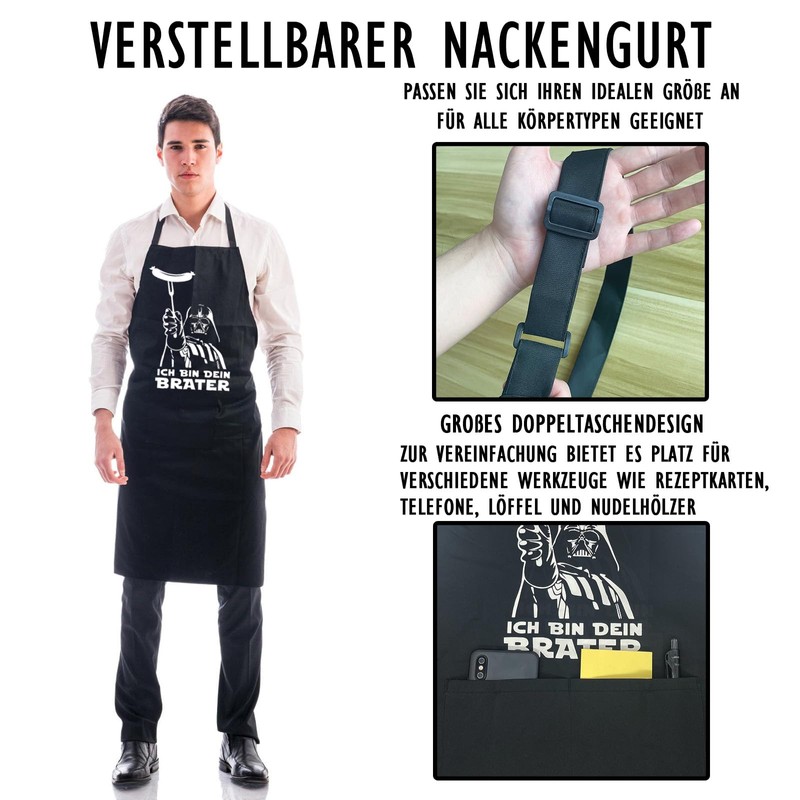 Sugeru® Darth Vader Hot Dog Pattern Cooking Apron with 2