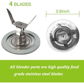 Poweka Replacement Parts Compatible with Oster Osterizer Mixer, 4 Tips 4961 with Blade Base Bottom Lid and Seal