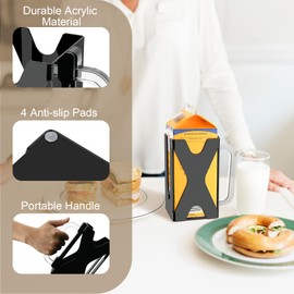 Beautyflier Half Gallon Milk Carton Holder with Removable Handle, Acrylic Holder for 64 OZ/Half Gallon Milk, Juice, or Beverage Carton, for Seniors, Kitchens, Restaurants, Holder Only (Black)