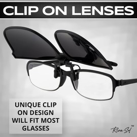 RivaSol Clip On Sunglasses Polarised Sunglasses Black Flip Up Over Your Glasses Full UV400 Protection For Men Women Unisex