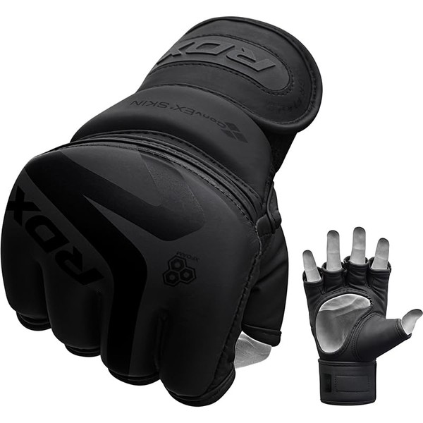 RDX F15 Black MMA Gloves Medium PU Leather GGR-F15MB-M