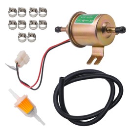 Cylinman 12V 2.5-4.5PSI Electric Fuel Pump Kit Fit for Carburetor Lawn Mower Transfer Gas Diesel 2 Meter/6.56-Foot 5/16" ID Fuel Line + Fuel Filters + 10pcs Hose Clamp