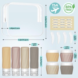 14pack Travel Bottles for Toiletries, TSA Approved Travel Size Toiletries Containers Set, Premium Silicone Leak Proof Refillable Squeezable & Creams jars Accessories Kit W/Clear Bag (Apricot)