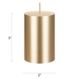 Mega Candles 1 pc Unscented Gold Round Pillar Candle, Hand Poured Premium Wax Candles 2 Inch x 3 Inch, Home Décor, Wedding Receptions, Baby Showers, Birthdays, Celebrations, Party Favors & More