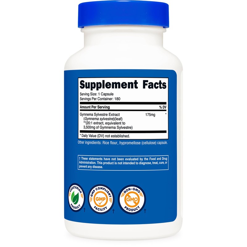 Nutricost Gymnema Sylvestre 3,500mg (20:1 Extract) from 175mg, 180 Capsules