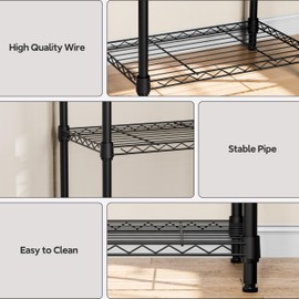 M MZG 4 Tiers Shelf Metal Storage Shelves Wire Rack Closet Organizers with Wheel for Garage Kitchen Bathroom Laundry Black 11.8" D x 17.7" W x 41.9" H