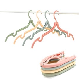 Portable Hanger, Folding Hanger, Travel Hanger, Set of 4 in 4 Colors, Foldable, Lightweight, Convenient Storage, Space Saving, Clothesline, Travel, Business Trip, Indoor, Commercial, Portable