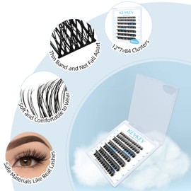 Lash Clusters 84 Pcs Cluster Lashes Eyelash Clusters DIY Cluster Eyelash Extensions Individual Lashes Thin Band & Soft(Plateau,D-14mm)