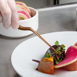 CREATIVECHEF 1 x 8 inch kitchen tweezers for plating, ergonomic food tweezers, fine tweezers, kitchen tool for food and repairs, stainless steel tweezers, copper