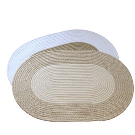 AiFunT Oval Cotton Rope Braided Rug，Small Bathroom Rug，Kitchen mats for Floor，26x18in 2-Piece Rugs for Bathroom Floor Set