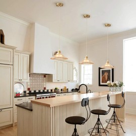 Ejhgdwx Pendant Light Fixture for Kitchen Island, Modern Hanging Lamp for Dinning Room, Adjustable Hanging Lights with Glass Shade for Bedroom Hallway Bar(glod,3 Pack)…