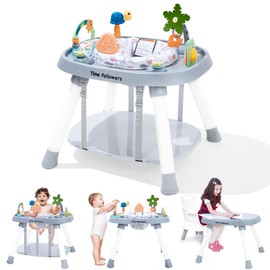 Time Followers® Baby Activity Center | 3-Stage 4Modes Activity Center & Play Table | Montessori-Inspired Design | Exersaucer, Jumper & Bouncer for Baby Ages 6M+ (Grey)