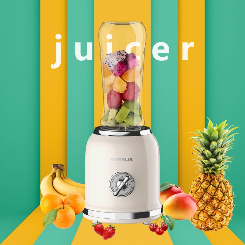 DOWYLIK Personal Blender, 3 Speed Retro Smoothie Blender for Protein