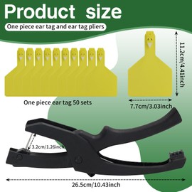 Tags One-Piece Cattle Ear Tags 50pcs Blank Large Tags with Specialized Pliers, Animal Identification Tags for Cows Goats Sheep Pigs (Yellow)