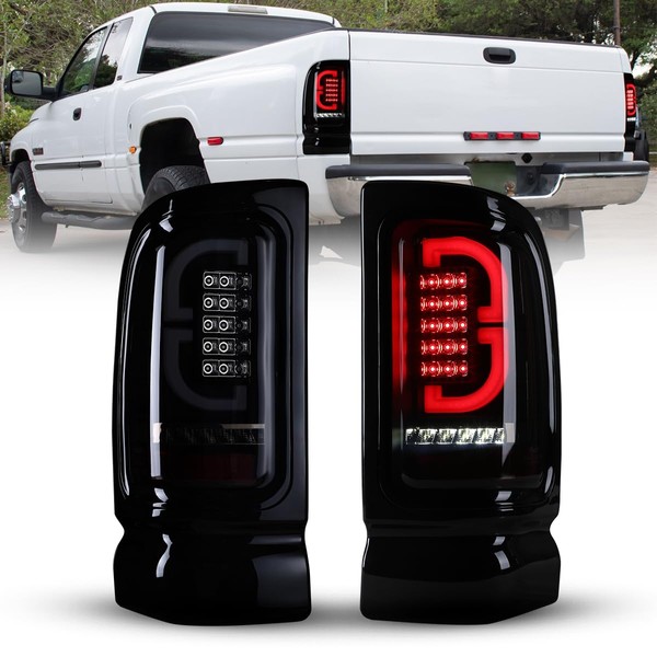 Nixon Offroad Led Tail Lights Assembly for 1994-2001 Dodge Ram 1500/1994-2002 Dodge Ram 2500/3500, Led Tail Lights Pair for 1995-2002 Dodge Ram 4000, Not Fit For Cab & Chassis Model (Smoke Lens)