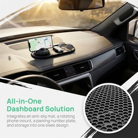 Genérico Tapete Antideslizante 4 en 1 para Tablero de Auto, Organizador Multifuncional con Soporte de Celular Giratorio 360° y Placa de Número de Estacionamiento, Almohadilla de Gel Adherente (D-1)