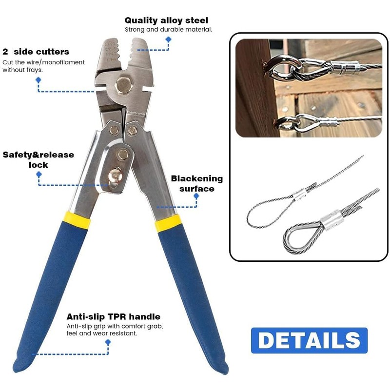 Sanuke Wire Rope Crimping Tool Kit, 100FT 1/16" Stainless Steel