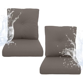 Artfurniz Outdoor Chair Cushions 2 Sets - 22 * 24" Patio Furniture Cushions with Removable Cover, 28D High Density Sponge Filling Outdoor Patio Cushions for Chairs, Rocker, Sofa and Loveseat - Grey