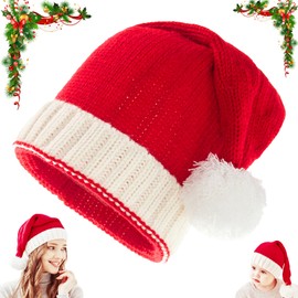 Lets Joy Christmas Hat, Knitted Santa Hat, Red Santa Hats, Plush Santa Hat, Party Hat, Santa Hat, Christmas Hat, Winter Hat for Children and Adults