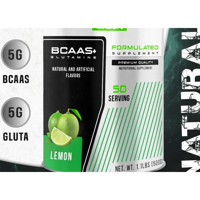 Bcaas Glutamina Aminoácidos Natural Green 500g Sabores