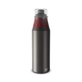 alfi Endless Bottle 900 ml, Medium Red, Lightweight Stainless Steel Bottle, Completely Leak-Proof with Screw Cap, for Carbonated Drinks, Fingerprints, Dishwasher Safe, BPA-Free