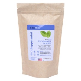 Ecofam Toothpaste Tablets - Peppermint | Chewable Toothpaste Tablets for Fresh Breath | Fluoride Free | Nano Hydroxyapatite Toothpaste | 350-Count Refill Bag