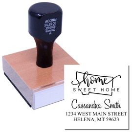 Montana Home Sweet Home Square Address Rubber Stamp, Uses Stamp Pad, Use on Envelopes, Square Design, Size 1-5/8"