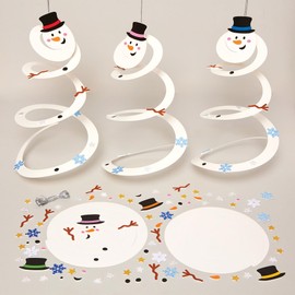 Baker Ross FX865 Snowman Spiral Decoration Kits - Pack of 8, Christmas Arts and Crafts Decoration Kits for Kids