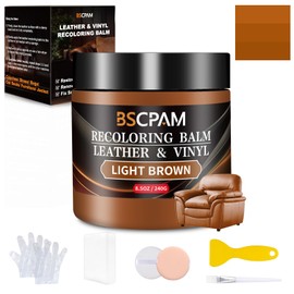 BSCPAM Light Brown Leather Recoloring Balm,Leather Couch Scratch/Stain Remover,Leather Repair kit for Vinyl Furniture and Car Interior,Leather Dye Paint for Scratched and Faded Leather Couches