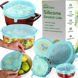Reusable Silicone Stretch Lids for Food Storage in Fridge - Elastic Heat-Resistant Bowl Covers, Cups, Cans, Jars - Universal Food Grade Lid for Containers