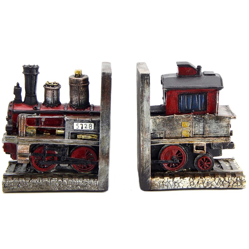 Bellaa 20928 Train Bookends Steam Locomotive Engine 6 Inch