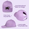 Girls Criss Cross Ponytail Hat Black Cat Baseball Cap Kids