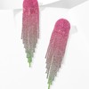 Pink Rhinestone Drop Earrings for Women Sparkly Long Tassel Earrings
