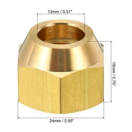 PATIKIL 1/2 SAE Thread Brass Flare Nut, 5 Pack 45 Degree Flared Tube Fitting Nut Hydraulic Pipe Fitting for Air Conditioner Water Gas Line, Glossy Surface