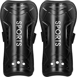 1 Pair Football Shin Pads for Men Women, Professional Adult Soccer Shin Guards with EVA Cushion, 19cm Extra Long Breathable Leg Calf Protective Gear for Football Games, Training and Sports (Black)