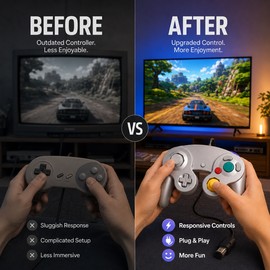 GameCube-Compatible Wired Controller for Retro Gaming – Responsive Joystick Gamepad for Multiplayer Play